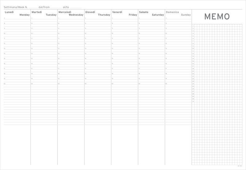Blocco da tavolo settimanale data libera 35x24 cm  domenica intera  con spirale