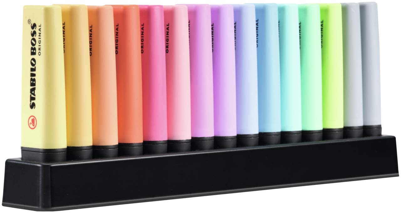 Evidenziatore - STABILO BOSS ORIGINAL Pastel Desk-Set - 15 Evidenziatori Pastel