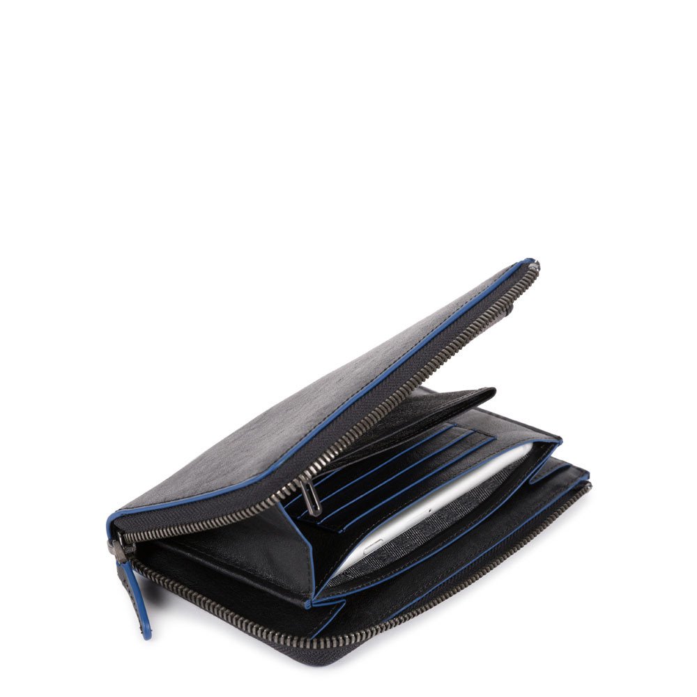 Piquadro Pochette portafoglio per cellulare con porta mone Collezione B2S Nero