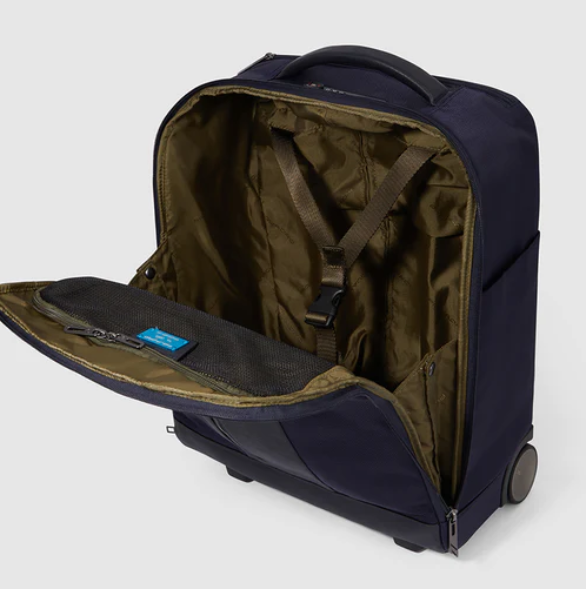 Piquadro Trolley cabina underseater in tessuto riciclato Blu