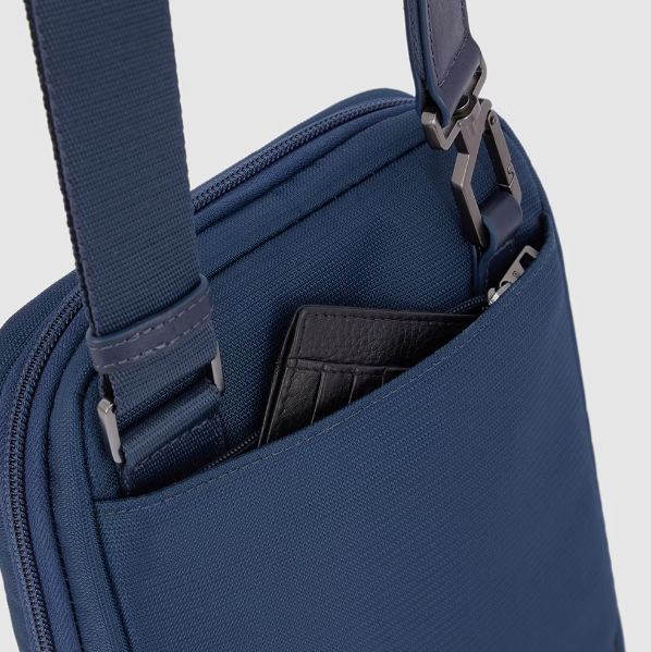 iPad mini pocket crossbody bag in recycled fabric Nero