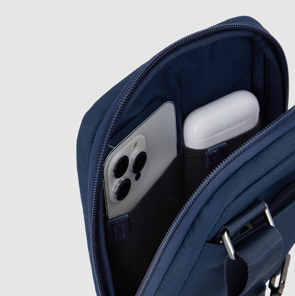 iPad mini pocket crossbody bag in recycled fabric Nero