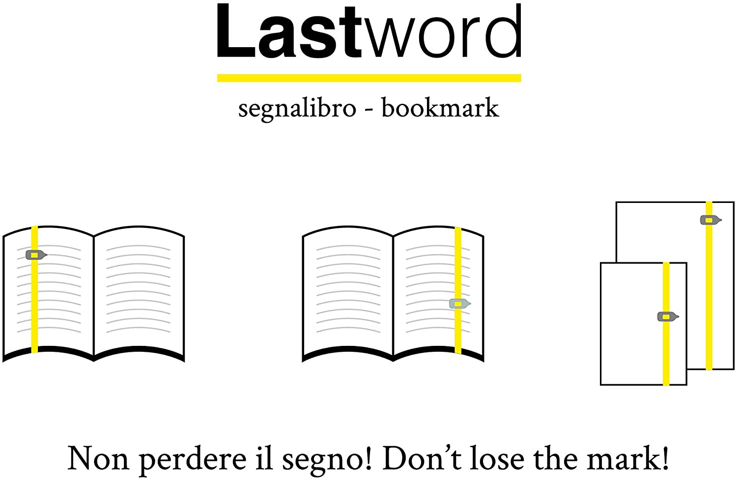 Lastword Segnalibro elastico adatto a tutti i libri con segna riga e parola Lime