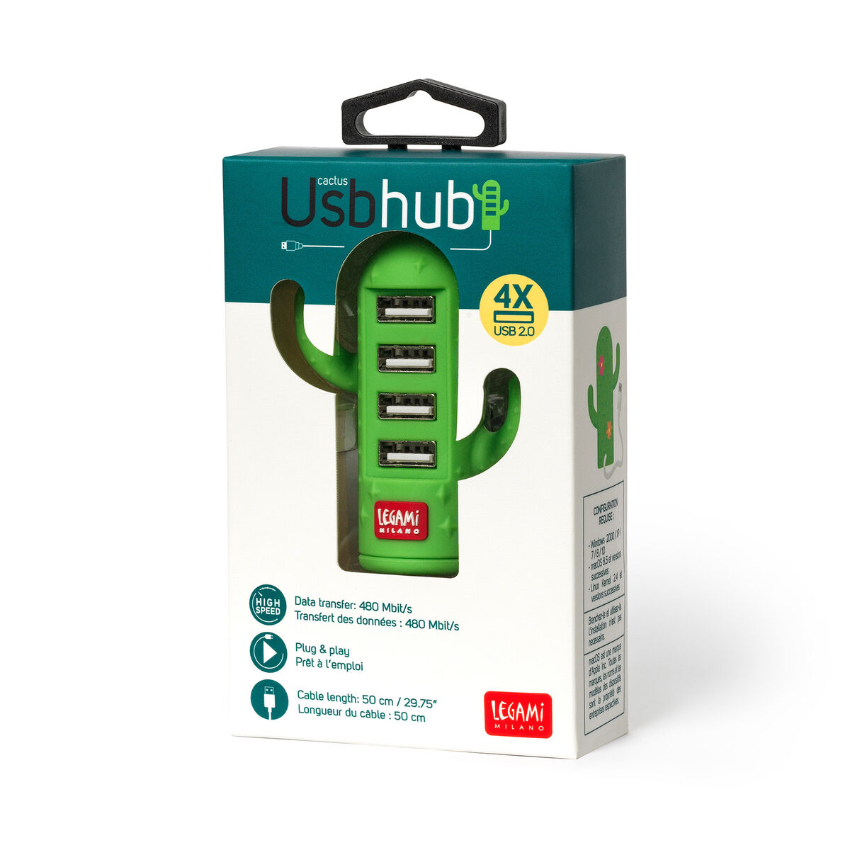 Mini Hub USB a 4 Porte Cactus