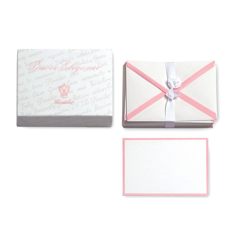 Pineider Power Elegance Confezione 25 Cartoncini  Buste bianco-rosa