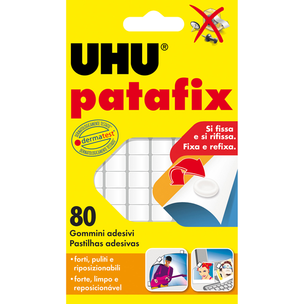 Supporti in gomma adesiva UHU® Patafix - bianco - UHU® - conf. 80 pezzi